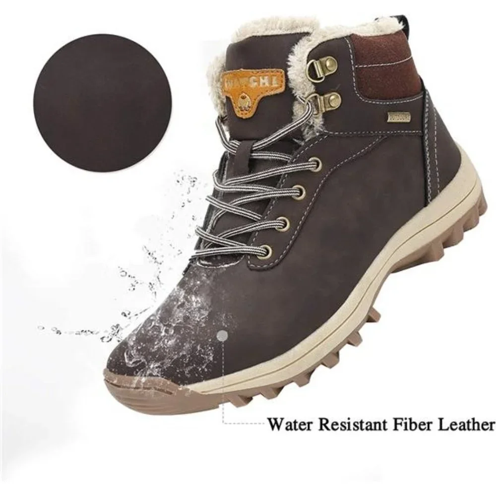 Men's Winter Snow Boots Warm Ankle Anti-Slip Water Resistant Hiking Walking